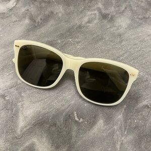 Gucci Off White Gold Wayfarer Tinted Sunglasses